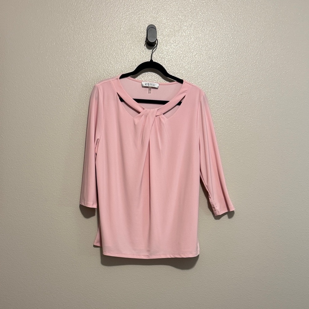 Kasper Blush Pink Twist Front Blouse